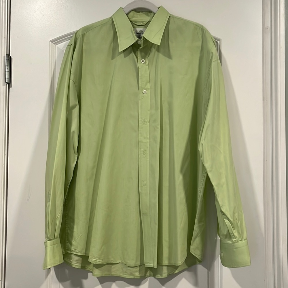 EXPRESS Men's Dress Shirt - Long Sleeve Button Up - Light Green Size L